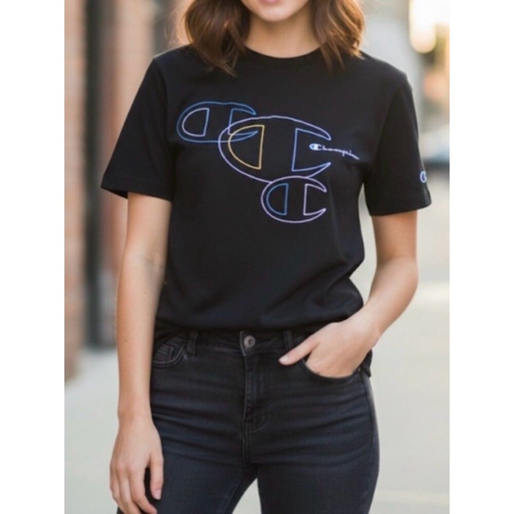 Vintage Champion Black Short Sleeve T-Shirt Size Small